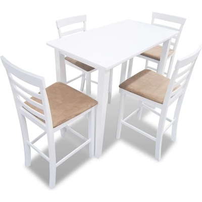 vidaXL Комплект бяла дървена конзолна маса и 4 бар стола (271832)
