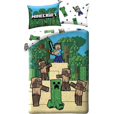 Halantex Povlečení Minecraft Creeper a Steve Bavlna 140x200 70x90