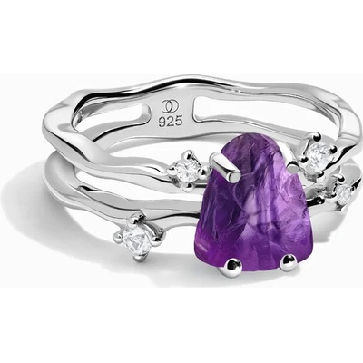Royal Fashion ródiovaný prsteň SKA R006 SILVER AMETHYST