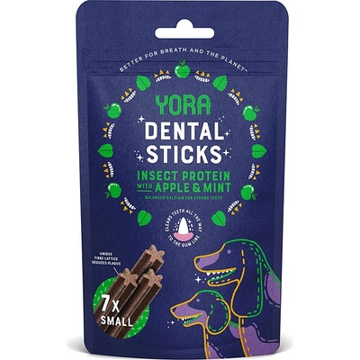 YORA Dog dentál.tyčinky z hmyzu jablko a máta S 56 g