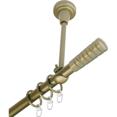 OK-GarnýžeCZ Garnýž kovová jednořadá 16mm Torino zlatá antik 310 cm do stropu / kroužky s háčkem