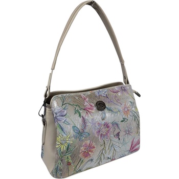 Бежова чанта с цветя - Sofila