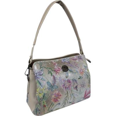 Бежова чанта с цветя - Sofila