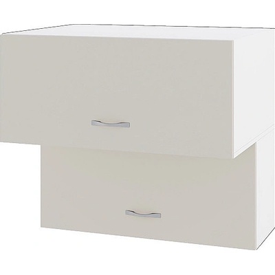 Горен шкаф с две хоризонтални врати Сити БС-107 бяло гладко / сатен 80 см