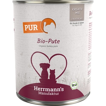 Herrmanns 6х800г Herrmann's Bio чисто месо, консервирана храна за кучета - био пуешко