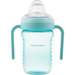 Canpol babies Неразливаща се чаша с дръшки и силиконов накрайник Canpol - 220 ml, Синя (56/605_blu)