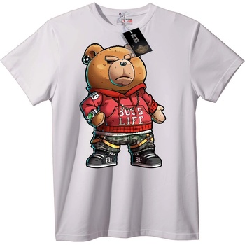 NOONEBRAND Тениска Boss Life мечка - M, White