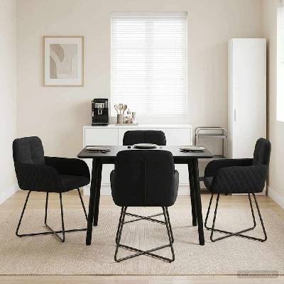 vidaXL Обедени столове 4 pcs Кадифе Черно 59 x 56, 5 x 86 см (3428214)
