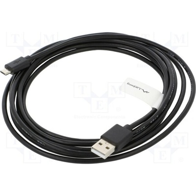 Lanberg CA-USBM-20CU-0030-BK USB 2.0, USB A vidlice,USB B micro vidlice, zlacený, 3m