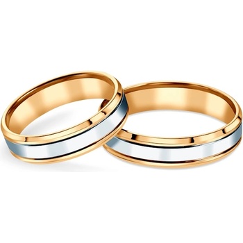 SAVICKI Сватбени халки: двуцветно злато, скосени, 5 мм