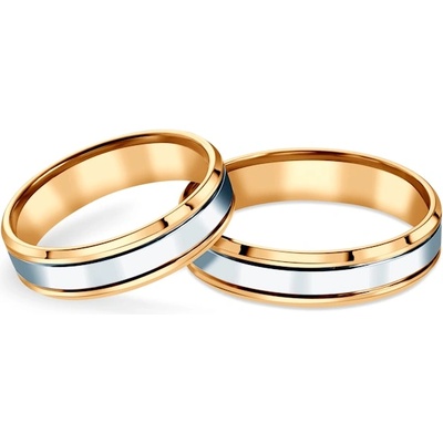 SAVICKI Сватбени халки: двуцветно злато, скосени, 5 мм