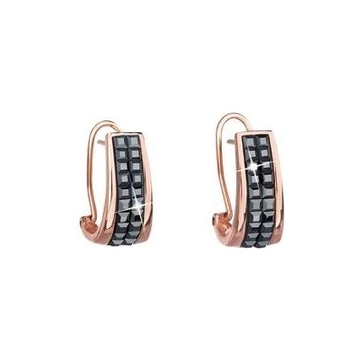 Pavona Zlacené stříbrné náušnice s krystaly Crystals from Swarovski Black Jet 31172.5