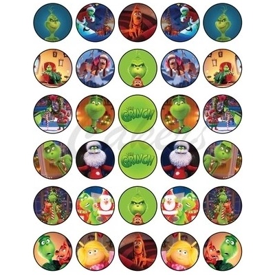 Sugar Steamp Pusinky předtištěné předlohy č.3 Grinch pr.3cm 48ks