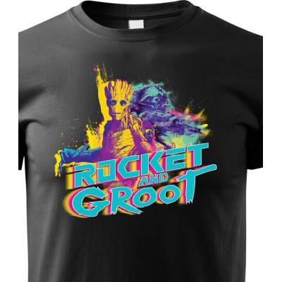 Dětské tričko Groot a Rocket Černá Canvas Bezvatriko.cz 2351