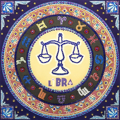 Диамантен Гоблен "Зодия Везни" - 35 x 35 см, Специални мъниста
