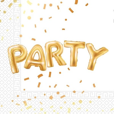 Procos papírové ubrousky Gold Party 20ks 33x33cm
