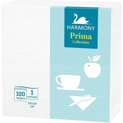 Harmony obrúsky Prima biele 1V 100 ks 33x33cm