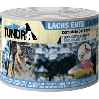 TUNDRA Cat Duck and Salmon - Премиум консервирана храна за израснали котки, без зърно , с патешко и сьомга, 2 броя х 200 гр