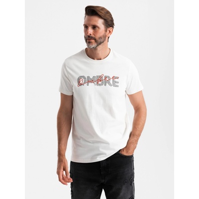 Ombre Clothing Мъжка памучна тениска с деликатна бродерия Ombre Clothing Ombre Clothing | Byal | МЪЖЕ | S