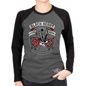 Black heart дамска тениска с дълги ръкави black heart - swallow rose - СИВ - 9955