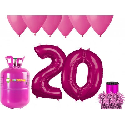 HeliumKing Helium párty set na 20. narozeniny s růžovými balónky