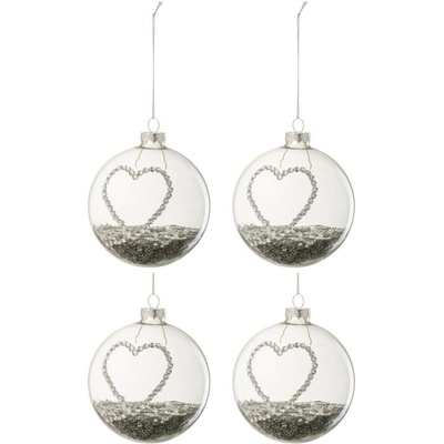 Set čtyř skleněných vánočních ozdob J-Line Orois 10 cm