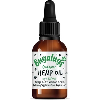 Bugalugs Organic Hemp Oil 100% Natural Calming Supplement for Dogs & Cats Конопено Масло за Кучета и Котки 50ml