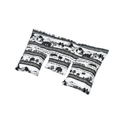 TORF ZIEGLER Krční polštářek s třešňovými peckami, černo-bílá vesnice, 40 x 25 cm