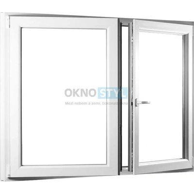 OKNOSTYL.cz dvoukřídlé plastové okno se štulpem REHAU 14500 x 13000 mm Bílá