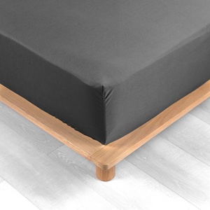 douceur d'intérieur Антрацитен еластичен чаршаф от памук перкал 160x200 cm Percaline - douceur d'intérieur (1644649)