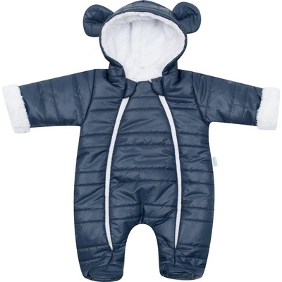New Baby Zimná dojčenská kombinéza s kapucňou s uškami Pumi blue