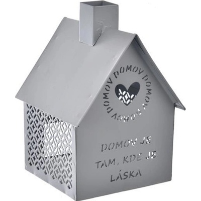 Domeček kov Domov na svíčku šedý O0527