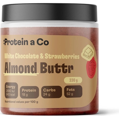 Protein&Co Mandlový krém s bílou čokoládou a jahodami 330 g