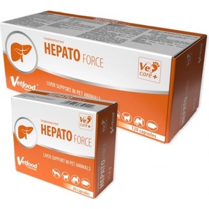 VetFood HEPATOforce - хранителна добавка за кучета, котки, порове и гризачи с чернодробна недостатъчност, 120 капсули - Полша