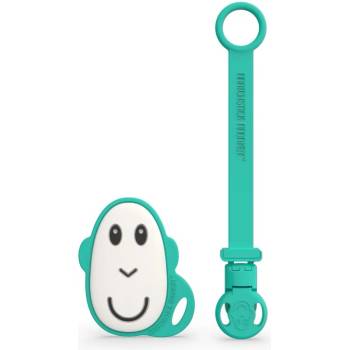 Matchstick Monkey Flat Face Teether & Soother Clip подаръчен комплект за деца Green