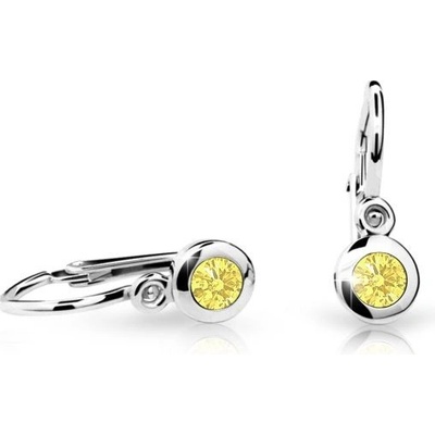 Danfil dětské náušnice C1537 z bílého zlata s kamínkem Yellow zapínání brizura