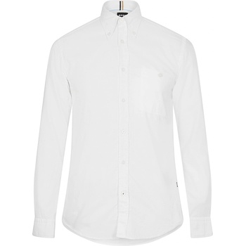 HUGO BOSS Риза с дълъг ръкав Boss Men's S-ROAN-BD Long Sleeve Oxford Shirt - White