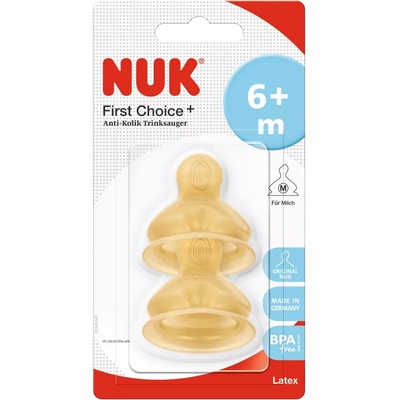 Nuk Каучукови биберони NUK First Choice+ - Размер М, 6-18 м, 2 броя (10713242)