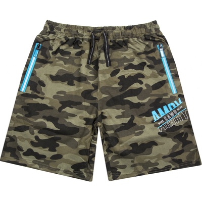 Kugo chlapecké kraťasy MT0529 khaki/ tyrkysová aplikace Khaki