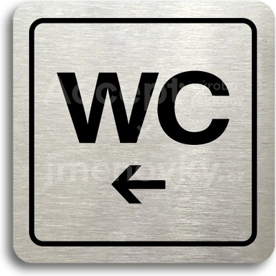 ACCEPT Piktogram WC vlevo - stříbrná tabulka - černý tisk