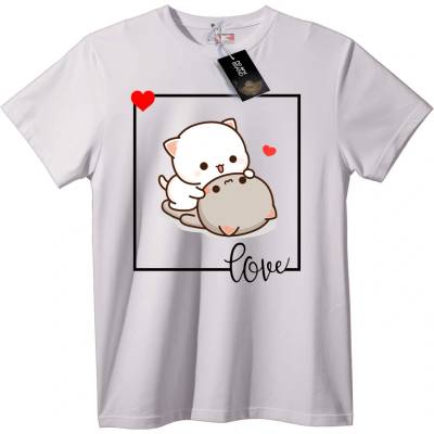NOONEBRAND Тениска Сладко коте прегръдка - 2XL, White