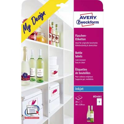 Avery-Zweckform MD4001 90 x 120 mm papier biela 20 ks trvalé etikety na fľaše; MD4001