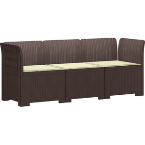 vidaXL Пейка за градина с Cushions във вид на ратан ПП Кафяво (3443822)