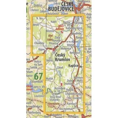 KČT 73 Vltava pod Vyšším Brodem a Blanský les - nástěnná turistická mapa 60 x 90 cm Varianta: mapa v dřevěném rámu, Provedení: Ticiago černý