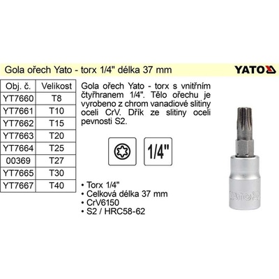 Yato 1/4" T10 torx 37mm
