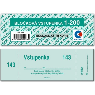 Baloušek tisk ET305 Bločkové vstupenky 1-200
