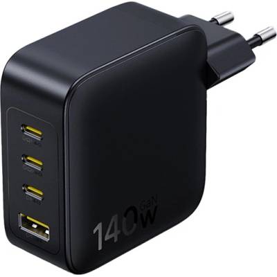 Baseus ENERFILL FH11 мрежово зарядно устройство с USB+3 Type-C изхода, 140 W, PD 3.0 за бързо зареждане + кабел Type-C, ЧЕРНО (E0121J00)