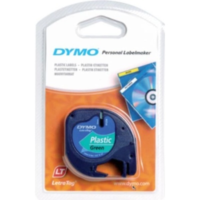 Dymo LetraTag 59425,S0721590 / 91204, S0721640, 12mm x 4 m, čierna tlač/zelený podklad, originálna páska