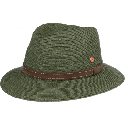 Fedora luxusní nemačkavý zelený klobouk ručně šitý UV faktor 80 Mayser Mathis zelený