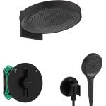 Hansgrohe - Душ комплект с вградена смесителна батерия, с корпус, диаметър 36 см, 3 струи, матово черно SANI21HHH408 (SANI21HHH408)